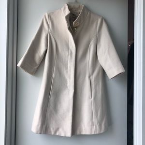 Tulle Ivory long wool pea coat